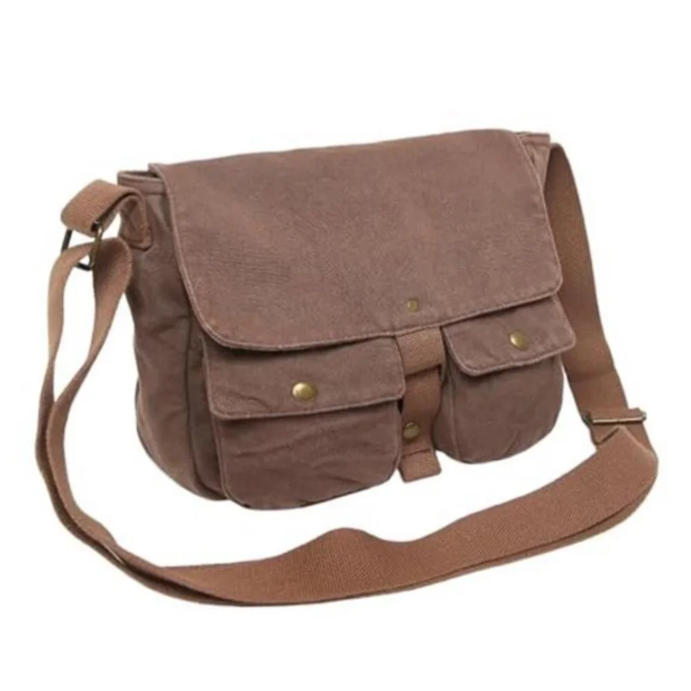 School Vintage Canvas Messenger Bag for Men Crossbody Shoulder Bag Satchel
